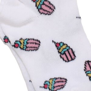 Kız Bebek Beyaz Cupcake Desenli Kısa Çorap 3-4 Yaş