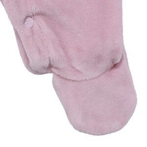 Kız Bebek Pudra Kelebek Nakışlı Puantiyeli Kadife Patikli Tulum