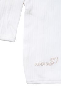 Unisex Ekru Raporlu Superbaby Nakışlı 5 Parça Hastane Çıkış Seti