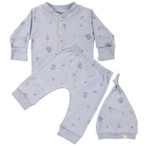 Unisex Gri Koala Desenli Organik Üçlü Pijama Takımı