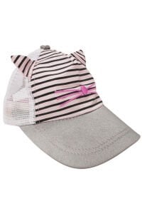 Kız Çocuk Pudra Çizgili Kulaklı Kasket Şapka 1-3 Yaş