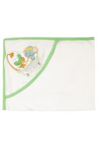 Unisex Ayıcıklı Filli Yeşil Biyeli Beyaz Havlu Lif Set