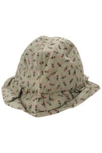 Kız Çocuk Haki Fuşya Lale Desenli Fötr Şapka 4-8 Yaş