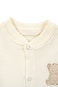 Unisex Ekru Ayı Nakışlı Bereli Tulum