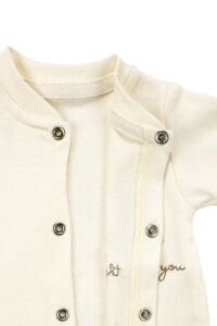 Unisex Ekru Ayı Nakışlı Bereli Tulum