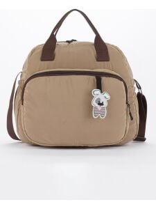 Lüks Bej Kahve Fermuarlı Cepli Tavşan Aksesuarlı Anne Bebek Sırt Çantası