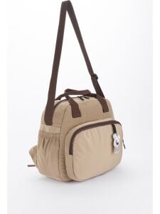 Lüks Bej Kahve Fermuarlı Cepli Tavşan Aksesuarlı Anne Bebek Sırt Çantası