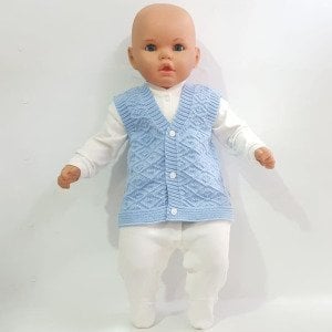Triko Mavi Erkek Bebek Yelek 3-6 AY