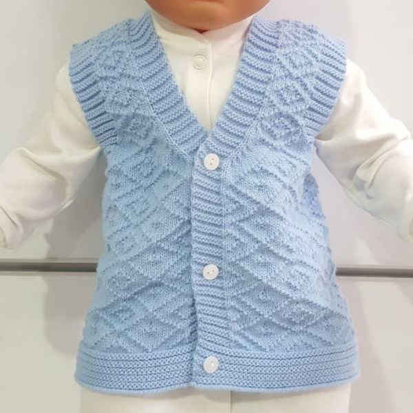 Triko Mavi Erkek Bebek Yelek 3-6 AY