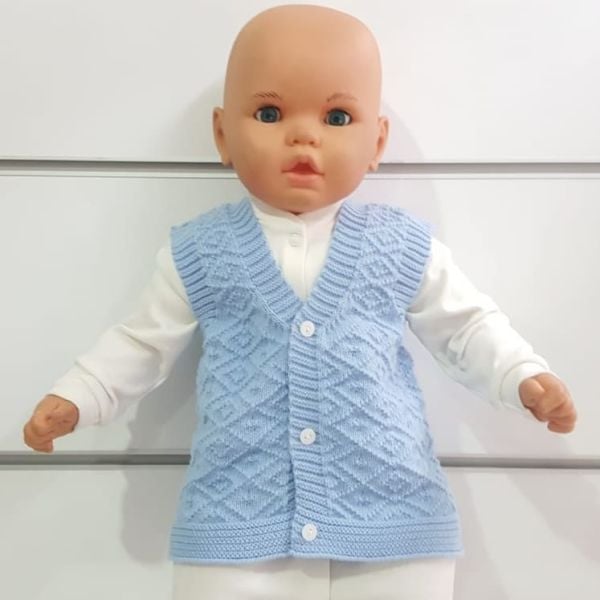 Triko Mavi Erkek Bebek Yelek 3-6 AY