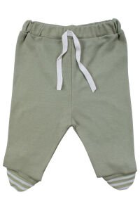 Unisex Yeşil Ekru Çizgili Cepli 2'li Takım