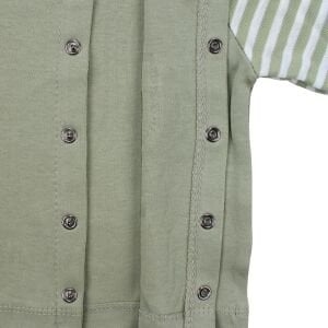 Unisex Yeşil Ekru Çizgili Cepli 2'li Takım