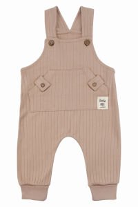 Erkek Bebek Kahve Çizgili Cepli Salopetli Badili Tulum