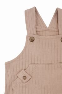 Erkek Bebek Kahve Çizgili Cepli Salopetli Badili Tulum