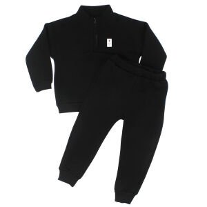 Erkek Çocuk Siyah Fermuarlı Yakalı Üç İp 2'li Takım
