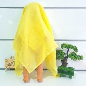 Unisex Sarı İşlemeli Sarı Bebek Yüz Örtüsü