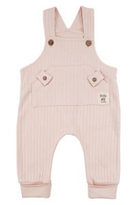 Kız Bebek Somon Çizgili Cepli Salopetli Badili Tulum