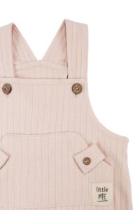 Kız Bebek Somon Çizgili Cepli Salopetli Badili Tulum