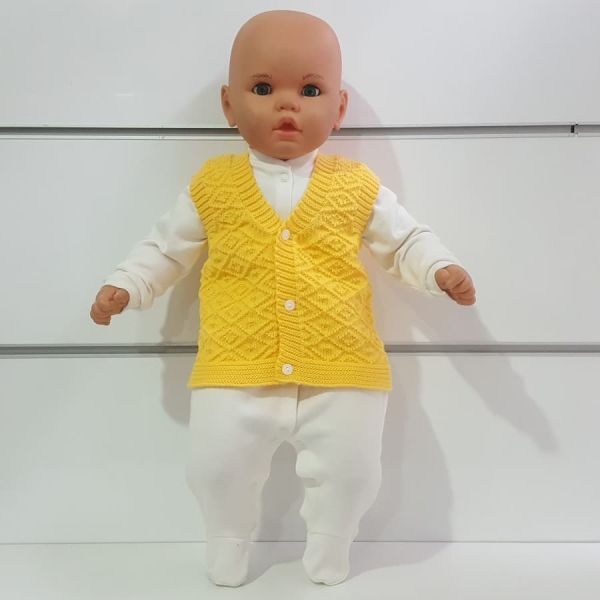 Triko Sarı Bebek Yelek 3-6 AY