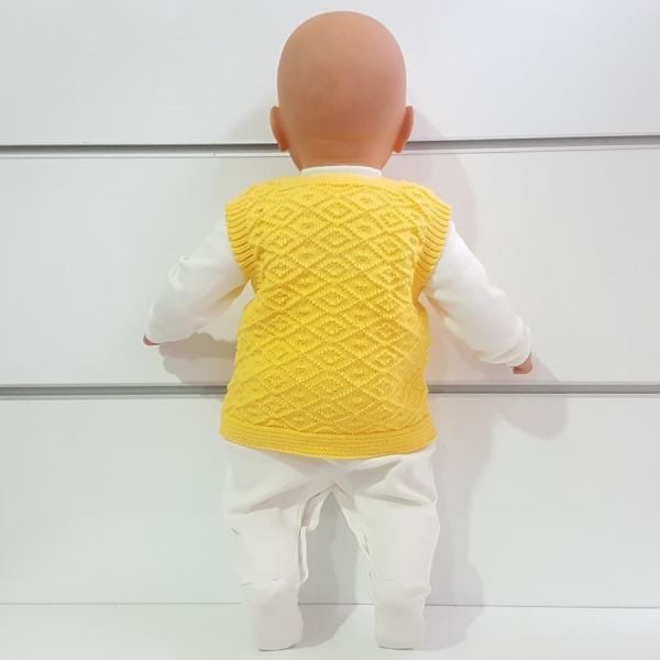 Triko Sarı Bebek Yelek 3-6 AY