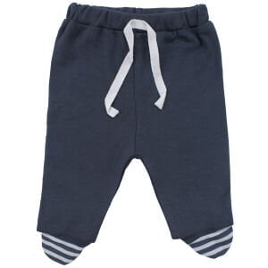 Unisex Lacivert Ekru Çizgili Cepli 2'li Takım