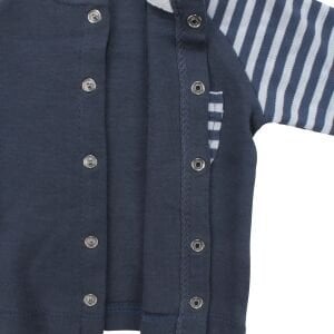 Unisex Lacivert Ekru Çizgili Cepli 2'li Takım