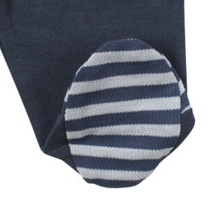 Unisex Lacivert Ekru Çizgili Cepli 2'li Takım