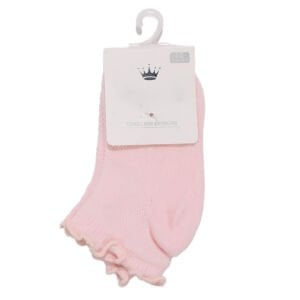 Kız Çocuk Pembe Kendinden Fırfırlı Patik Çorap