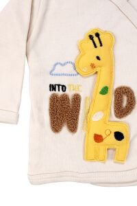 Unisex Ekru Kahve Zürafalı 5’li Hastane Çıkış Seti