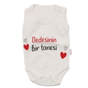 Unısex Ekru Dedesinin Birtanesi Yazılı Askılı Zıbın
