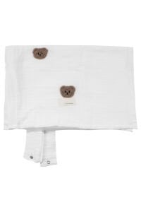 Erkek Bebek Ekru Kahve Ayıcık Nakışlı Müslin Puset Örtüsü