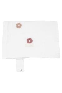 Kız Bebek Ekru Somon Çiçek Nakışlı Müslin Puset Örtüsü