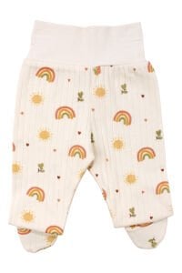 Kız Bebek Ekru Güneş Gökkuşağı Desenli Üçlü Takım 0-3 Ay