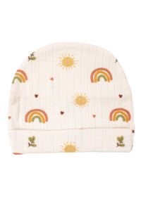 Kız Bebek Ekru Güneş Gökkuşağı Desenli Üçlü Takım 0-3 Ay