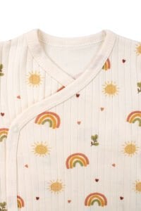 Kız Bebek Ekru Güneş Gökkuşağı Desenli Üçlü Takım 0-3 Ay