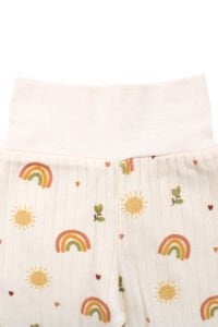 Kız Bebek Ekru Güneş Gökkuşağı Desenli Üçlü Takım 0-3 Ay