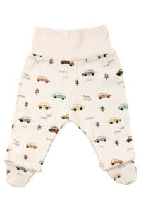 Erkek Bebek Ekru Araba Desenli Üçlü Takım 0-3 Ay