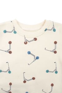 Erkek Çocuk Ekru Kahve Renkli Scooter Baskılı Üç İp  2'li Takım