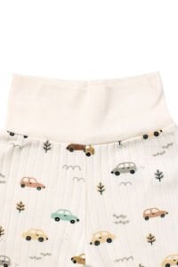 Erkek Bebek Ekru Araba Desenli Üçlü Takım 0-3 Ay