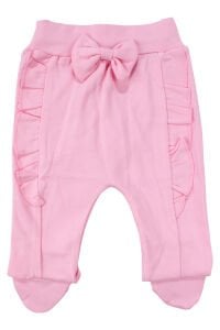 Kız Bebek Ekru Pembe Çilek Nakışlı Omuzları Fırfırlı İkili Takım 0-3 Ay