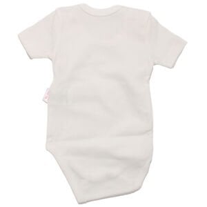 Unisex Ekru Raporlu Kısa Kol Çıtçıtlı Body Zıbın