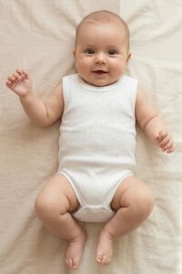 Unisex Ekru %100 Organik Pamuk Düz Jakarlı Askılı Çıtçıtlı Zıbın Body