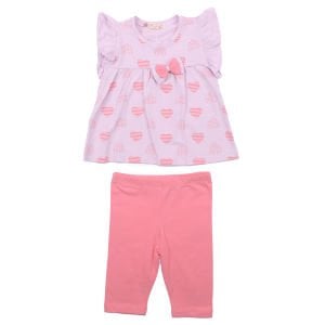 Kız Çocuk Lila Pembe Kalpli 2'li Takım