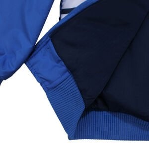 Erkek Çocuk Mavi Renkli Çizgili Desenli Kapşonlu Şişme Mont