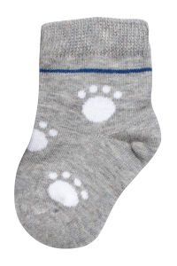 Erkek Bebek Laci Gri Beyaz Ayıcık Desenli 3'lü Çorap Set
