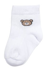 Erkek Bebek Laci Gri Beyaz Ayıcık Desenli 3'lü Çorap Set