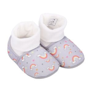 Unisex Gri Gökkuşağı Desenli Panduf