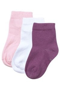 Kız Bebek Pembe Beyaz Fuşya 3'lü Çorap Set