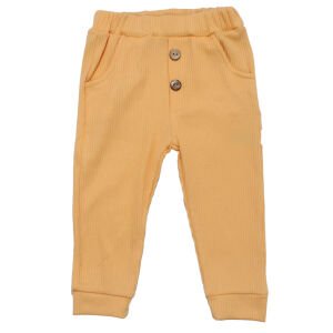 Unisex Sarı Fitilli Cepli Penye Pantolon Tek Alt
