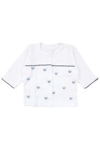 Erkek Bebek Beyaz Mavi Ayı Nakışlı Organik 5 Parça Hastane Çıkış Seti